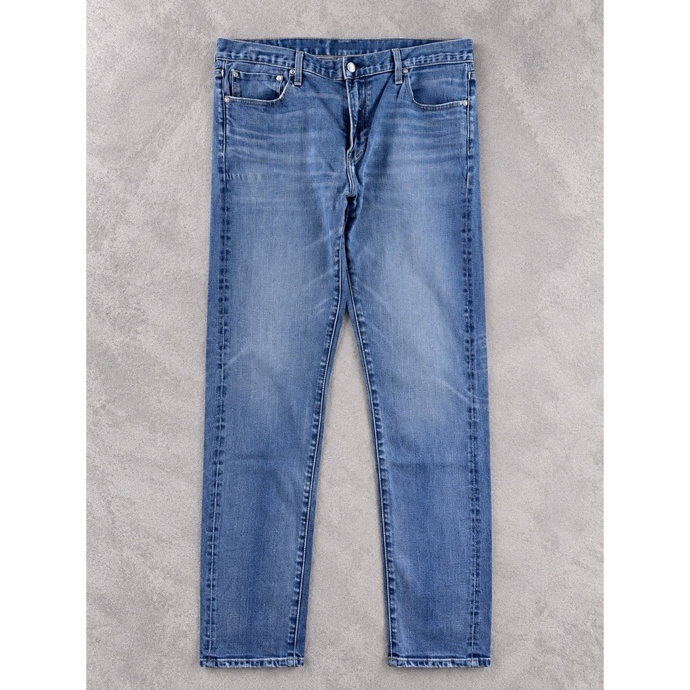Smn The Finn Jeans Mens 36x32 Blue Stretch Slim Tapered Designer Denim